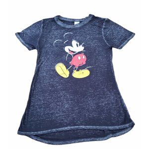 MICKEY MOUSE Shirt Disney Black Ultra Thin Fabric Vintage Look Women's Size XS